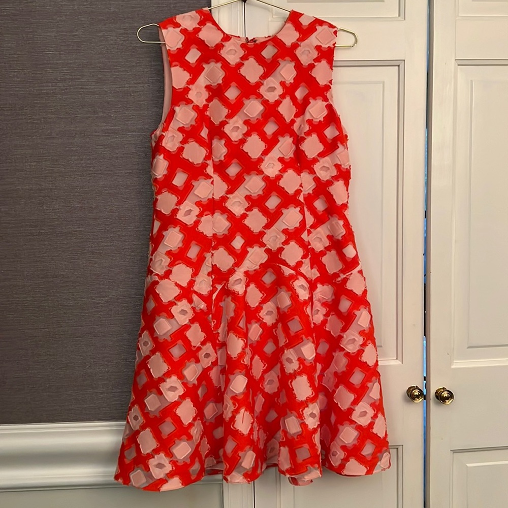 Lela Rose light pink and red orange graphic dress-size 8